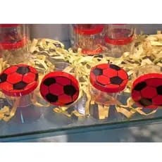 Kit C/ 10 ou C/20 Potes Acrílico 5,4cm Bola de Futebol Copa Lembrancinhas