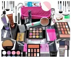 kit de  maquiagem com 20 itens,batom,corretivo,gloss,iluminador,pincel,blush e muito mais(não acompanha a maleta)