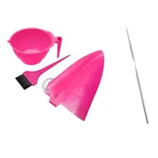 Kit Tintura Coloração C/ Touca Silicone Tigela Pincel e Agulha P/ Mechas Luzes Reflexo Profissional