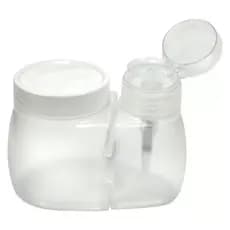 DOSADOR DE ACETONA REMOVEDOR DE ESMALTE COM PORTA ALGODÃO TRANSPARENTE TAMPA PRESSIONÁVEL VÁLVULA