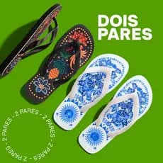 2 Pares Chinela de Dedo Feminina Sola Grossa Estampas Variadas Leve Verão 2026