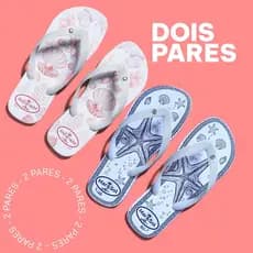 Kit 2 Pares Sandália Feminina Dedo Sola Grossa Floral Confortável Praia e Piscina