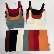 Conjunto Fitness Feminino 2 Peças – Leggings Sem Costura Cintura Alta + Top Fitness Colete, Academia, Treino e Yoga