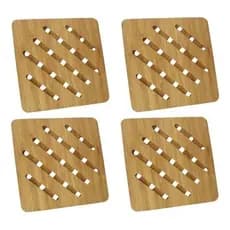 Apoios De Mesa Bambu Descanso De Panelas Madeira Quadrado 100% Ecológico