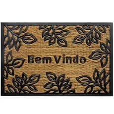 Tapete Capacho Folhas 40x60 Porta Entrada Antiderrapante Emborrachado Escritório Casa Moderno