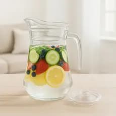 Jarra Vidro Safira 1,6L Com Tampa Resistente Suco Água Refrigerante Restaurante Bar Buffet Kits