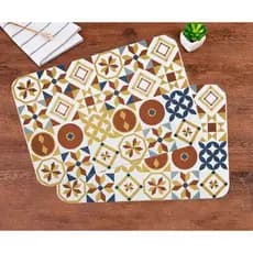 Kit 6 Peças Sousplat Estampado Jogo Americano Decorado Lavável Plástico Resistente Ao Calor