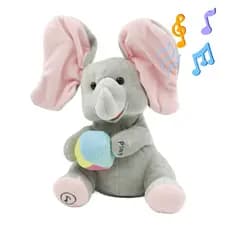 Elefante Musical Interativo Bebê com Gravação de Voz Brinquedo Sensorial Educativo que Mexe as Orelhas e Toca Músicas