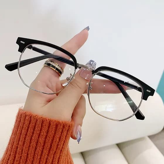 Novo retro Personalizado Sobrancelha rack Masculino Negócios Lazer Tendência Meia Armação Feminino anti-Azul Óculos Simp