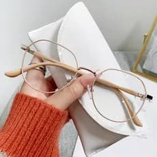Nova Moda metal Literário E Artístico Estudante Miopia Espelho Plano Feminino casual Simples Versátil Polígono Óculos an