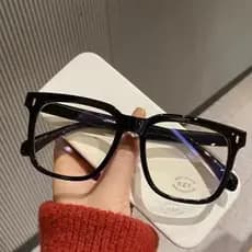 Óculos Planos Retrô anti-Luz Azul Masculino E Feminino , Armação Grande Preta Feminina , Sem Grau , Minimalista , Simple