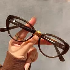 Moda Masculina E Feminina Óculos De Miopia Armação Pequena Olho De Gato De Chá Frio anti-Luz Azul Plana Rosto Liso Finos