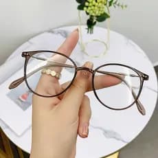 Temperamento Feminino anti-Luz Azul Óculos Quadro Moda Feminina Na oval Simples Estudante casual Miopia Planos Masculino