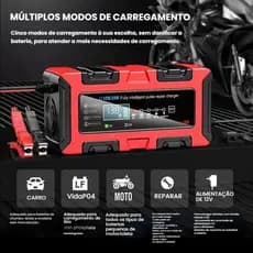 Carregador Smart Bateria12v 10a- 24v 5a Carro Moto Caminhão 4Ah-200Ah 150w