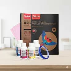 Papel Sublimatico JoJo A4 100g (100 Folhas) + Tintas Genesis 4 Cores + Fita Térmica Brinde