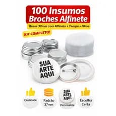 100 Unidades Botton 37mm com Alfinete – Material Profissional para Bottons