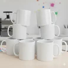 8 Canecas de Polímero Branca 325ml para Sublimação – Alta Qualidade