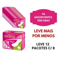 Absorvente Feminino Suave Cotton Line com Abas – 96 unidades Leve mais por Menos