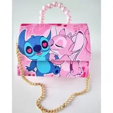 bolsa infantil bloguerinha com alça deorola e alça de corrente transvessal varios personagens