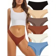 Kit 5 Calcinhas Tanga Laser Feminina Cintura Alta Forro Algodão Não Marca Sem Costura
