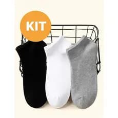 Kit 12 Meia Soquete Unissex Cano Baixo Algodão Macia Esportiva Casual