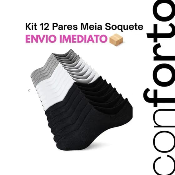 Kit 12 Meia Soquete Unissex Cores Neutras Dia a Dia