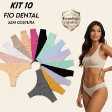 Kit 10 Calcinha sem Costura Fio dental Não Marca Confortável Premium