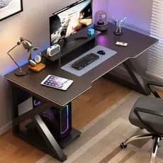 Mesa de jogos com prateleira, carbono anti-riscos, mesa para transmissão ao vivo, mesa para PC