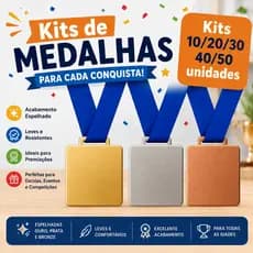 Kit 10/20/30/40/50 Medalha Acrílico Bronze Prata Dourada Cristal 2mm Quadrada Lisa 5cm Com Fita Adulto/Infantil Escola