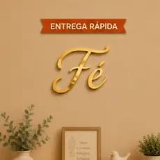 Frase Decorativa Fé Acrílico Espelhado Lettering Aplique Parede Decoração Sala Quarto Religiosa Casa
