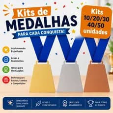Kit 10/20/30/40/50 Medalha Acrílico Trapézio 5cm Bronze Prata Dourada Cristal Com Fita Premiação Escola