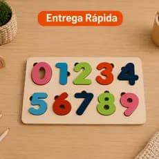 Numeral Educativo Colorido MDF Peças Destacáveis Brinquedo Pedagógico Infantil Madeira