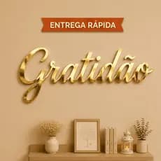Frase Decorativa Gratidão Acrílico Espelhado Lettering Aplique Parede Decoração Sala Quarto Escritório Casa