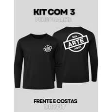 Kit 3 Camiseta Manga Longa Dry Fit Personalizada Empresa Uniforme Evento Corrida Seu Logo Sua Arte