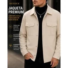 Jaqueta Overshirt Masculina Inverno Bolso Funcional E Botão Emborrachado Moderna Casual