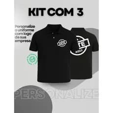 Kit 3 Camisa Polo Piquet Algodão Personalizada Frente E Costas Uniforme Empresa Sua Arte
