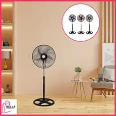 Ventilador de Pedestal Premium 60W 127V 3 Velocidades, Silencioso e Ajustável  Preto com Hélice Sortida