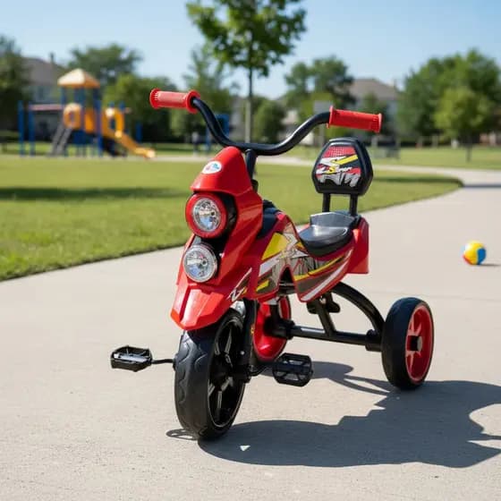 Triciclo Infantil Estilo Moto Assento Anatômico Estável Seguro e pedal com 3 rodas Motoca Vermelha