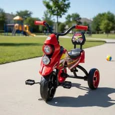 Triciclo Infantil Estilo Moto Assento Anatômico Estável Seguro e pedal com 3 rodas Motoca Vermelha