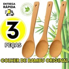 3, 2 ou 1 Colher De Bambu Cozinha Gourmet Cabo Longo 30cm Madeira Natural Utensílio Bamboo Essencial