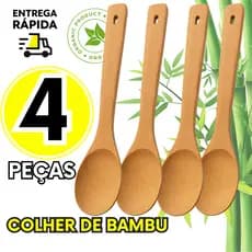 4, 2 ou 1 Colher Bambu Premium 30cm Resistente Orgânico Melhor Que Colher De Pau Restaurantes