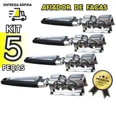 Kit 5 Amolador Afiador Profissional Cozinha Churrasco Inox Ferramenta Essencial Facas Canivetes