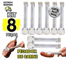 8, 4 ou 2 Mini Pegador de Carne e Gelo em Aço Inox 12,5cm Multiuso para Cozinha, Churrasco e Drinks
