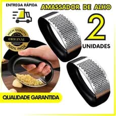 3, 2 ou 1 Espremedor Amassador Triturador De Alho Cebola Batata Inox Para Cozinha Enxoval Casa Nova