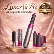 Escova Secadora 5 em 1 LuxeAir Styler Pro Seca Alisa Modela Cachos Escova Rotativa Íons Anti Frizz