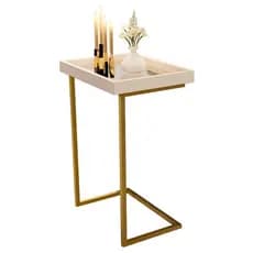 Mesa de Apoio Espelhada de Apoio com Pés de Ferro Design Moderno para Sala Sofá e Decoração Elegante
