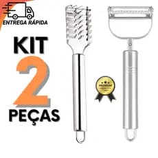 Kit 2 Peças Cozinha Inox Descascador de Peixe e Descascador de Legumes Multiuso