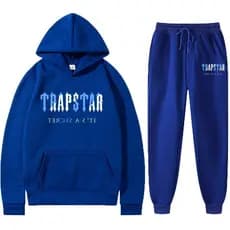 Trapstar Letter Printing Homens Mulheres Sportswear Fleece Conjunto de moletom solto com capuz de duas peças