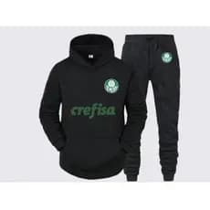Conjunto de Moletom Canguru Masculino Feminino  Times de Futebol Torcedor Palmeiras Porco Abrigo Flanelado