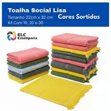 Toalha Social Lisa Rosto e Corpo 22x32cm Banho e Lavabo Uso Na Academia Treino Seca Rápido